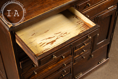 Early 20th Century Oak Rolling Dental Cabinet