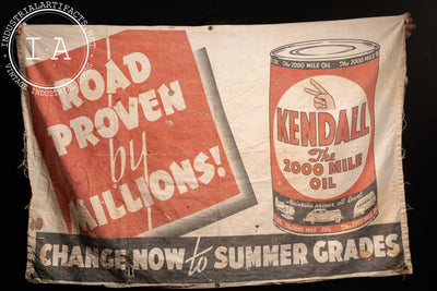 Vintage Kendall 2000-Mile Oil Canvas Advertising Banner