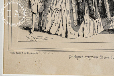 Framed 19th Century Satirical Lithograph by J. Traviès