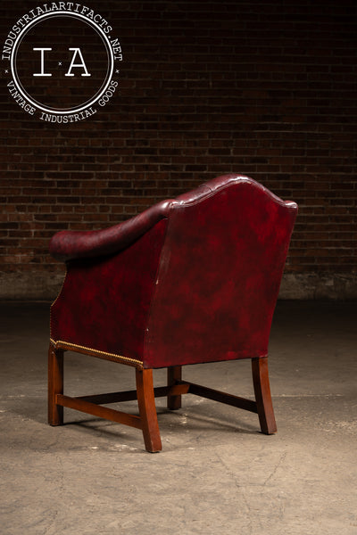 Vintage Burgundy Tufted Leather Chesterfield Club Chair