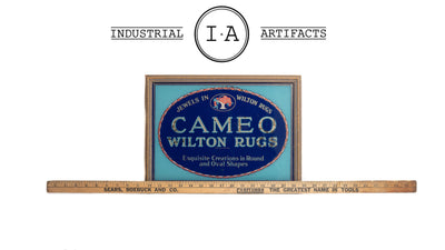 Early 1900s Cameo Wilton Rugs Glass Sign