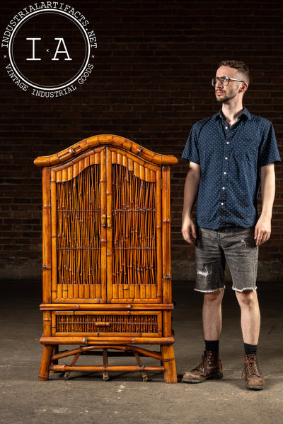 Early 20th Century Bamboo and Cane Armoire