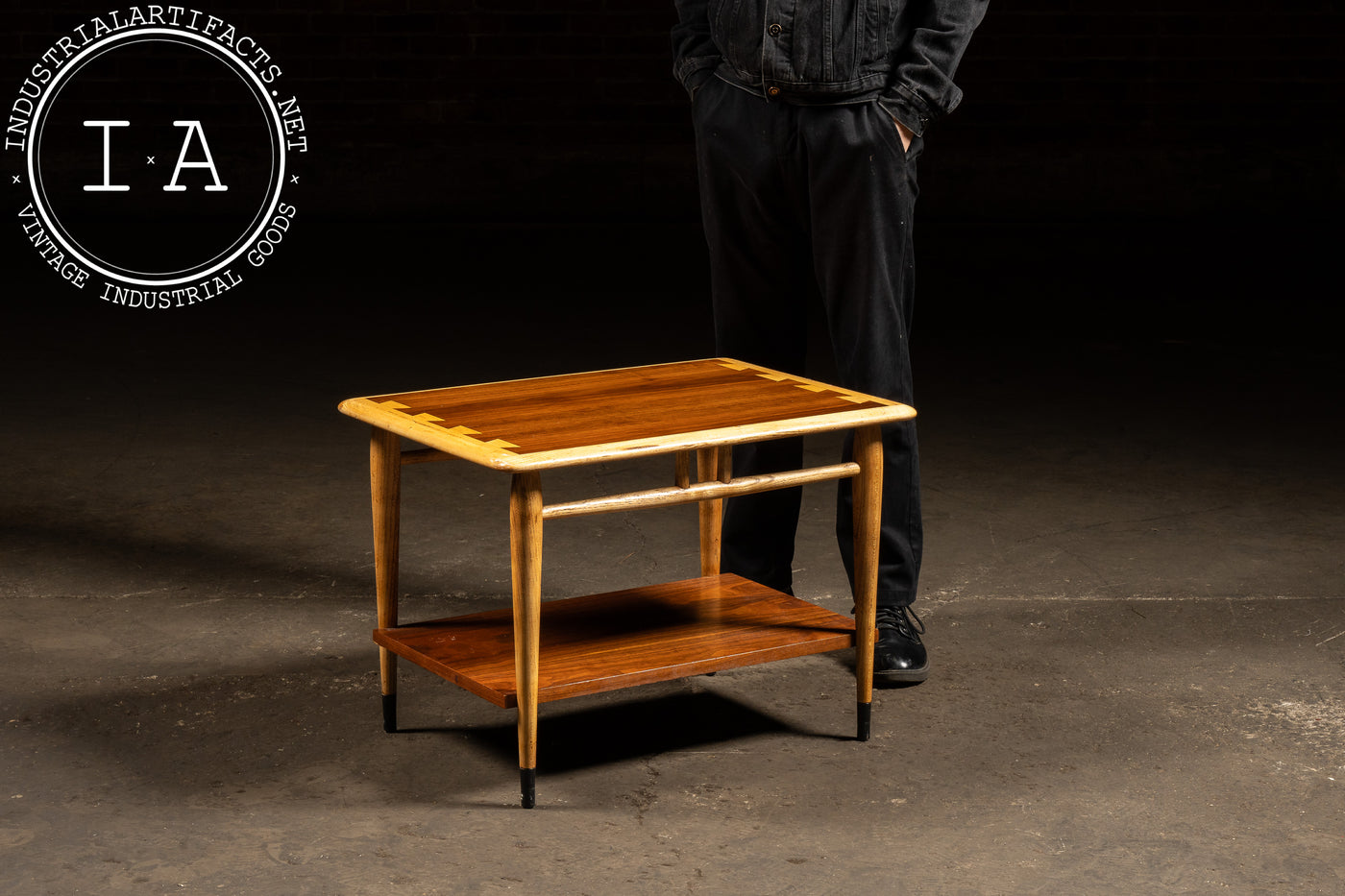 c. 1960 Lane Mid-Century Modern Walnut Side Table with Dovetail Inlay