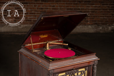 Antique Silvertone Floor Phonograph Cabinet with Records