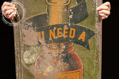 Antique Embossed Painted Tin Advertising Sign