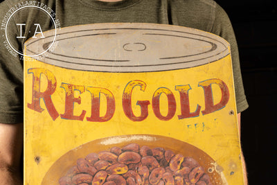 Heavy Painted Steel Red Gold Advertising Sign - Red Beans