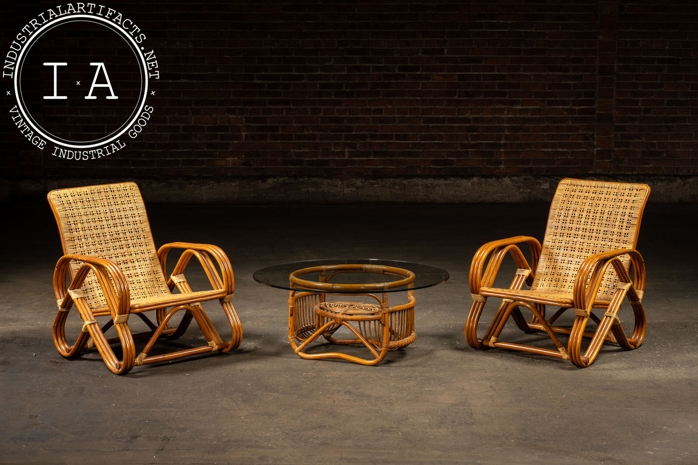 Vintage Bentwood and Rattan Furniture Set by Franco Albini
