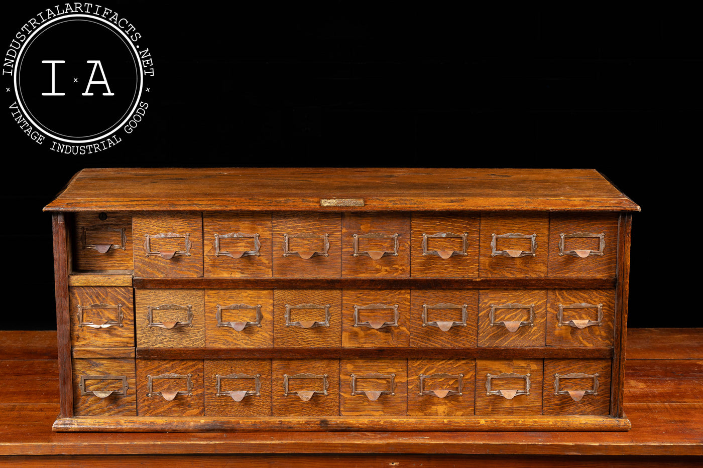 Early 20th Century Tiger Oak Puzzle Box Card Catalog