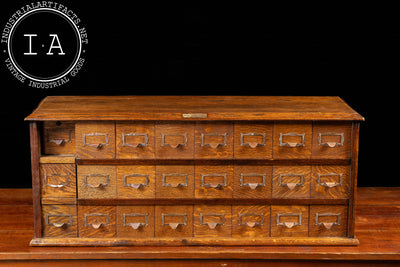 Early 20th Century Tiger Oak Puzzle Box Card Catalog
