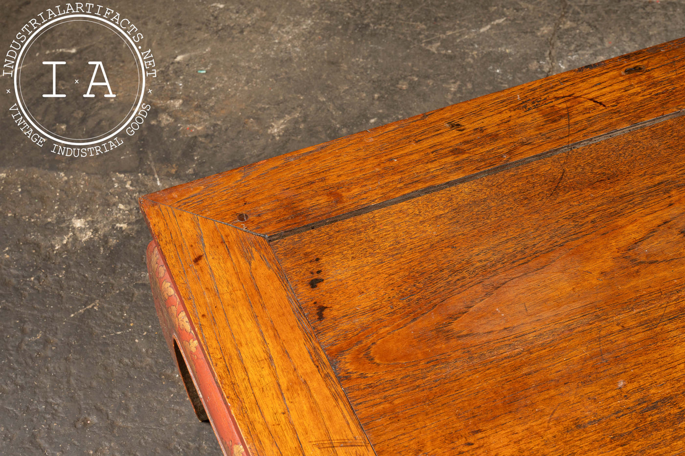Early 20th Century Southeast Asian Wooden Coffee Table with Floral Accents