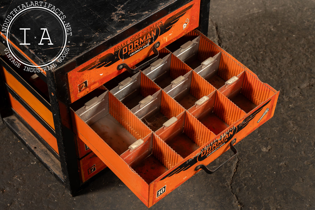 Vintage Steel Parts Cabinet with Original Winged Logos by Dorman
