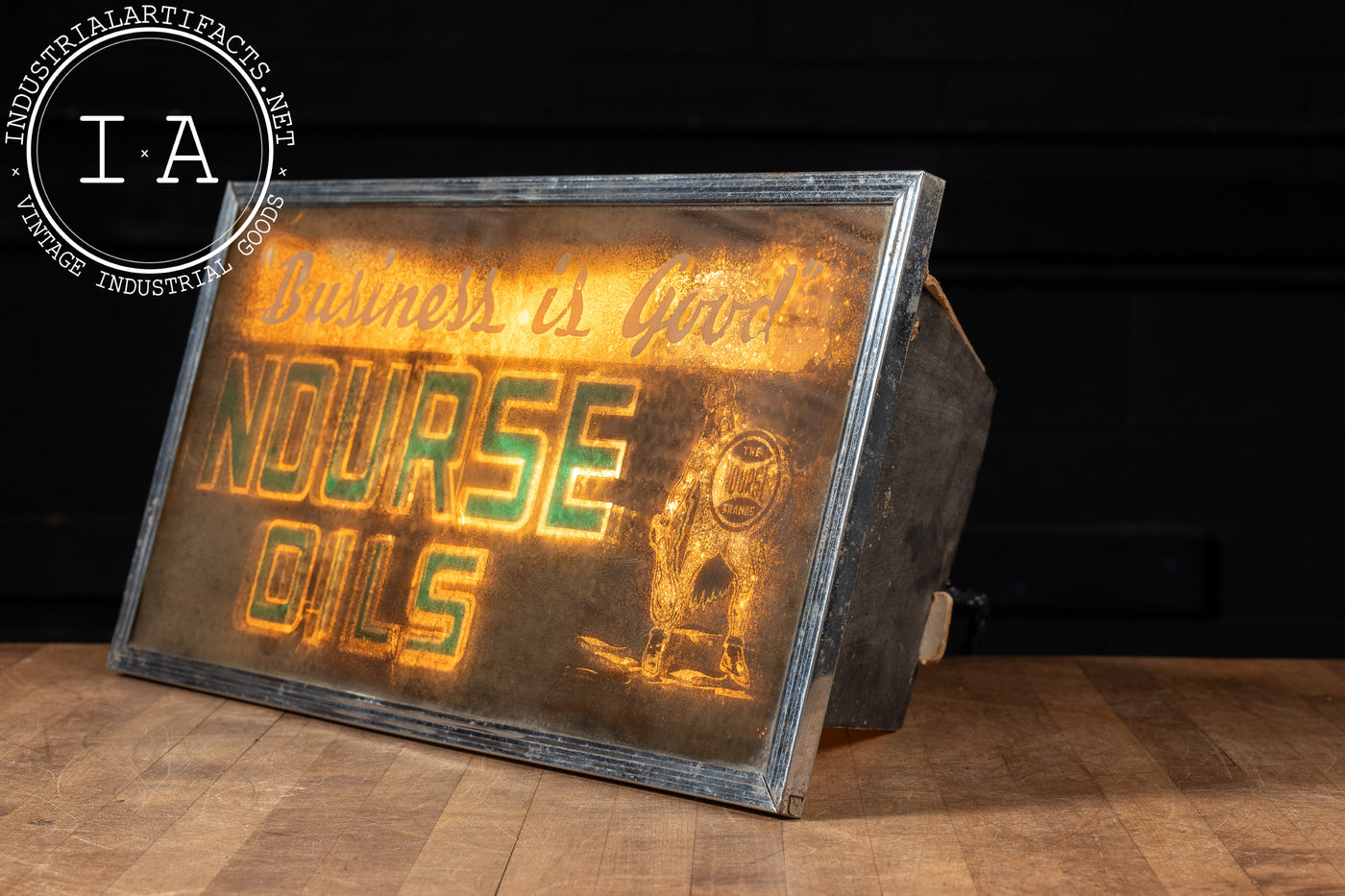 Nourse Oils Backlit Glass Sign