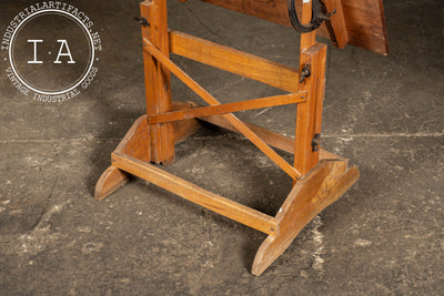 Small Antique Adjustable Wooden Drafting Table