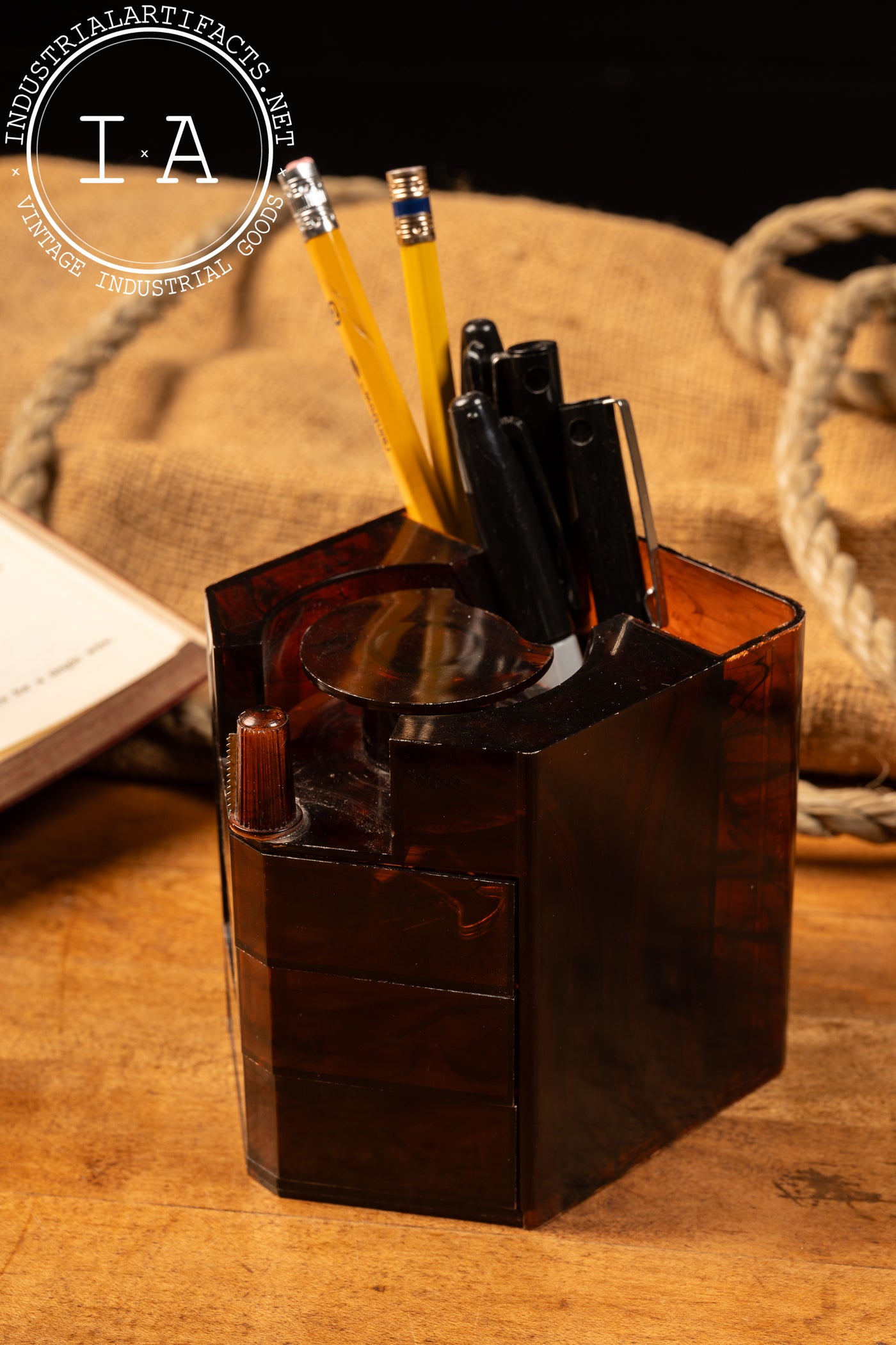 Midcentury Desk Organizer In Tobacco Color