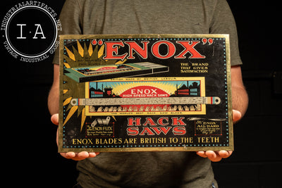 Antique Enox Hack Saws Tin Litho Advertising Sign