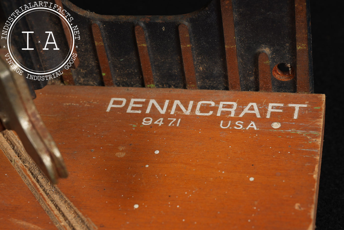 Vintage Cast Iron and Wood Miter Box with Saw by Penncraft