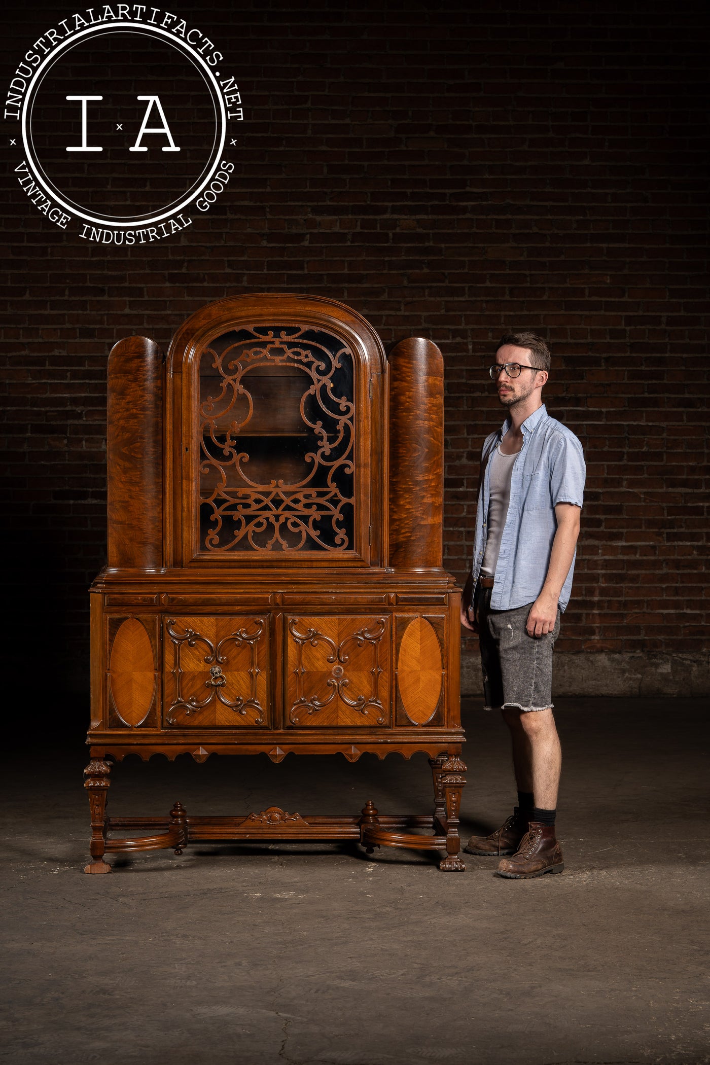 Vintage Rococo Revival Arched-Top Cabinet