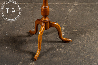 Antique Flamed Maple Tilt-Top Table on Tripod Base with Tiger Grain