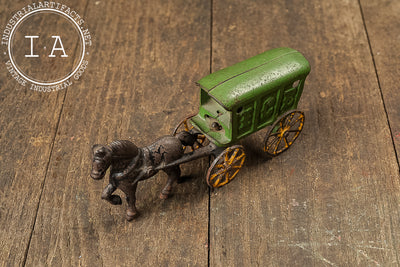 Antique Cast Iron Horse-Drawn Ice Wagon Toy