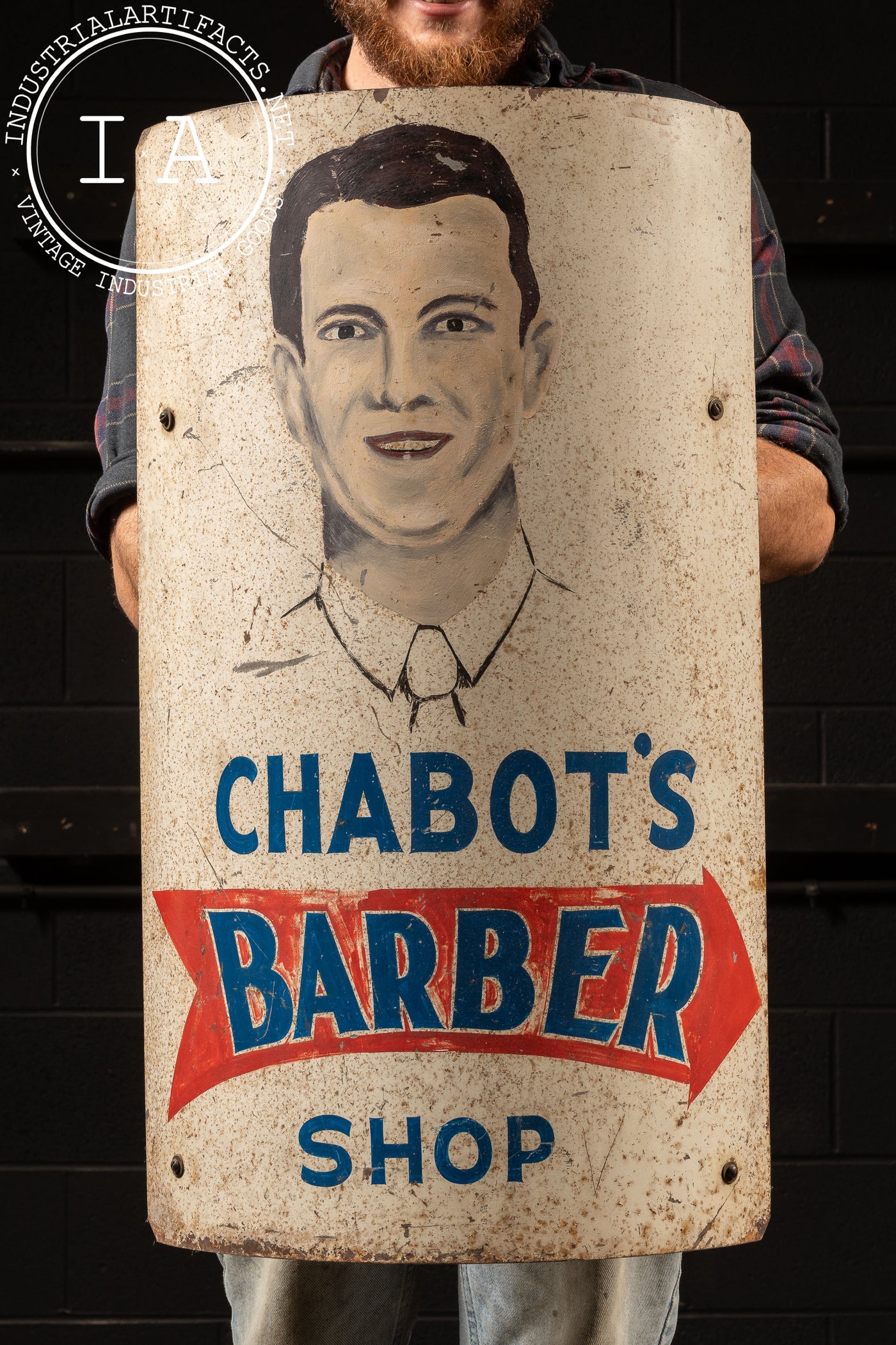 Antique Barber Shop Corner Sign