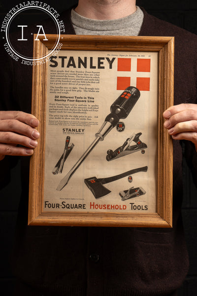 1925 Framed Stanley Tools Print Advertisement - Screwdriver