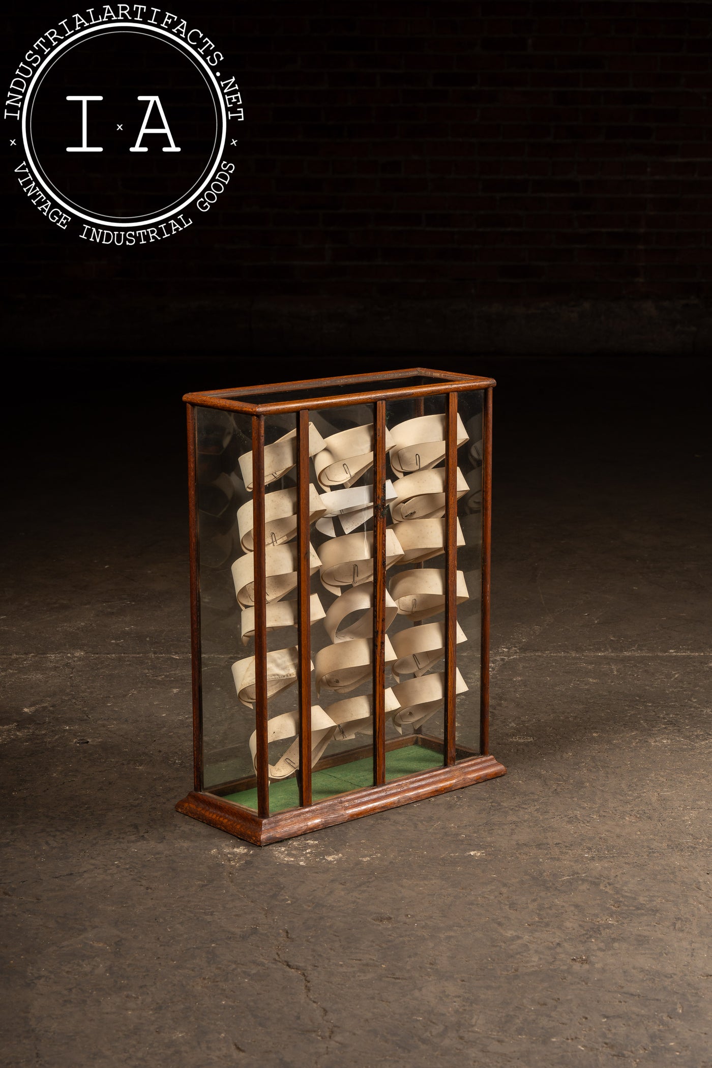 Antique Wood and Glass Mercantile Collar Display Case for C. W. Ferguson