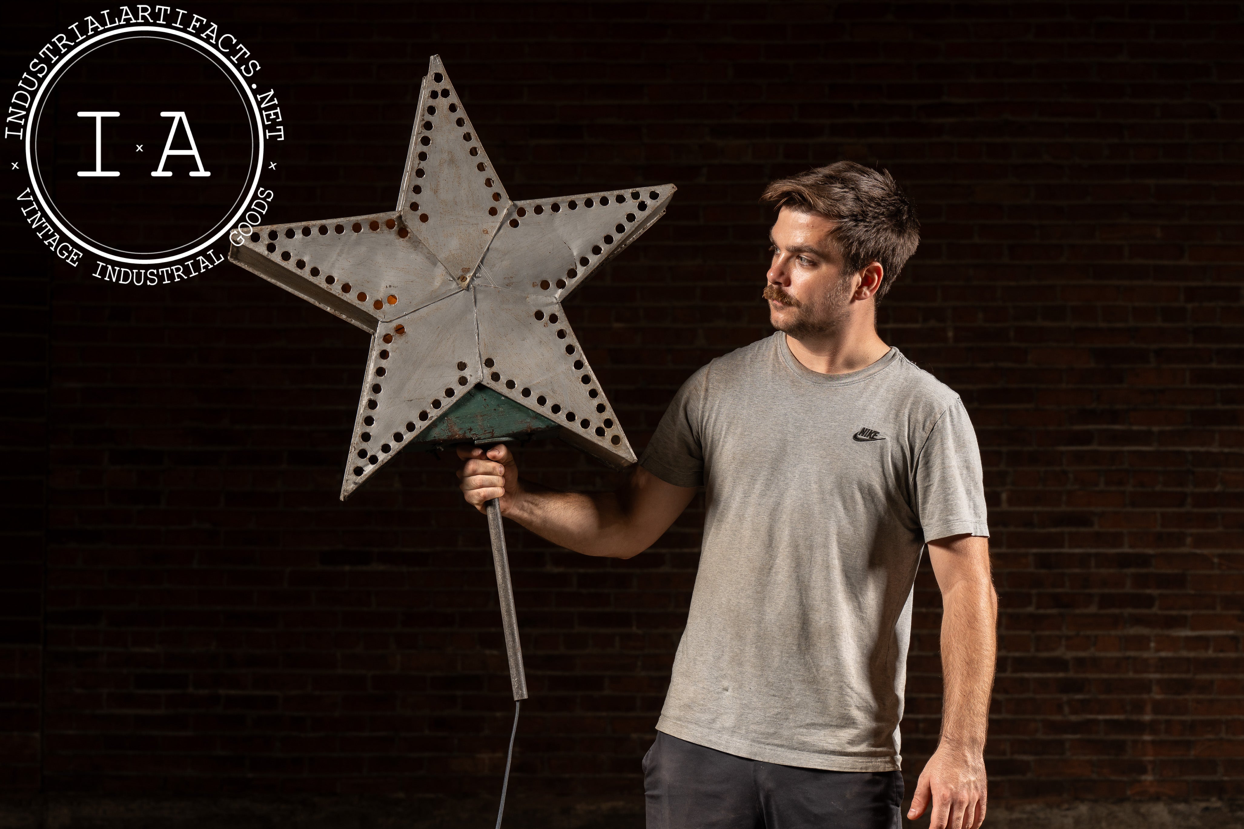Vintage Punched Tin Figural Lighted Star Sign – Industrial Artifacts
