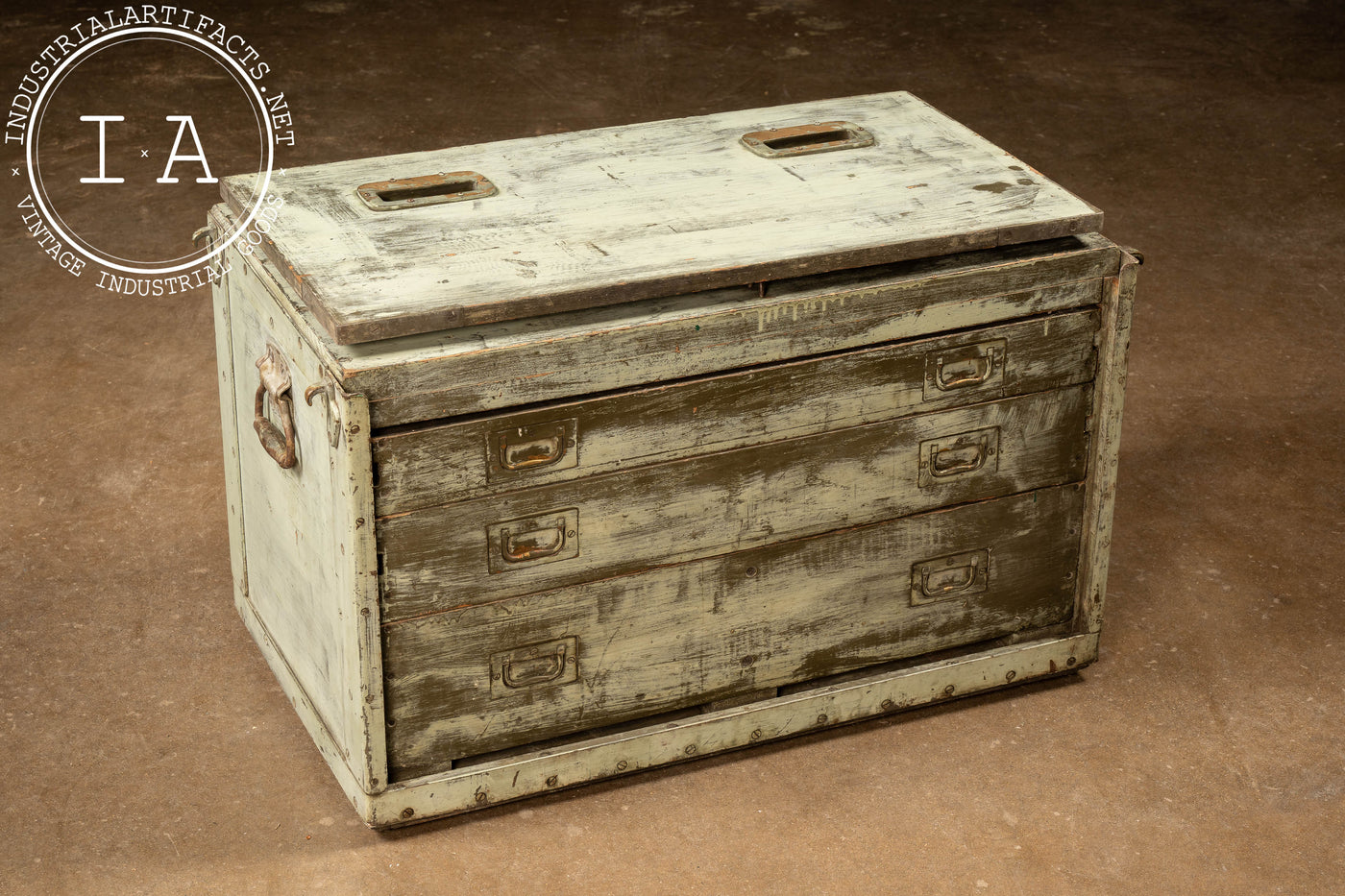 Antique Wooden Industrial Tool Chest