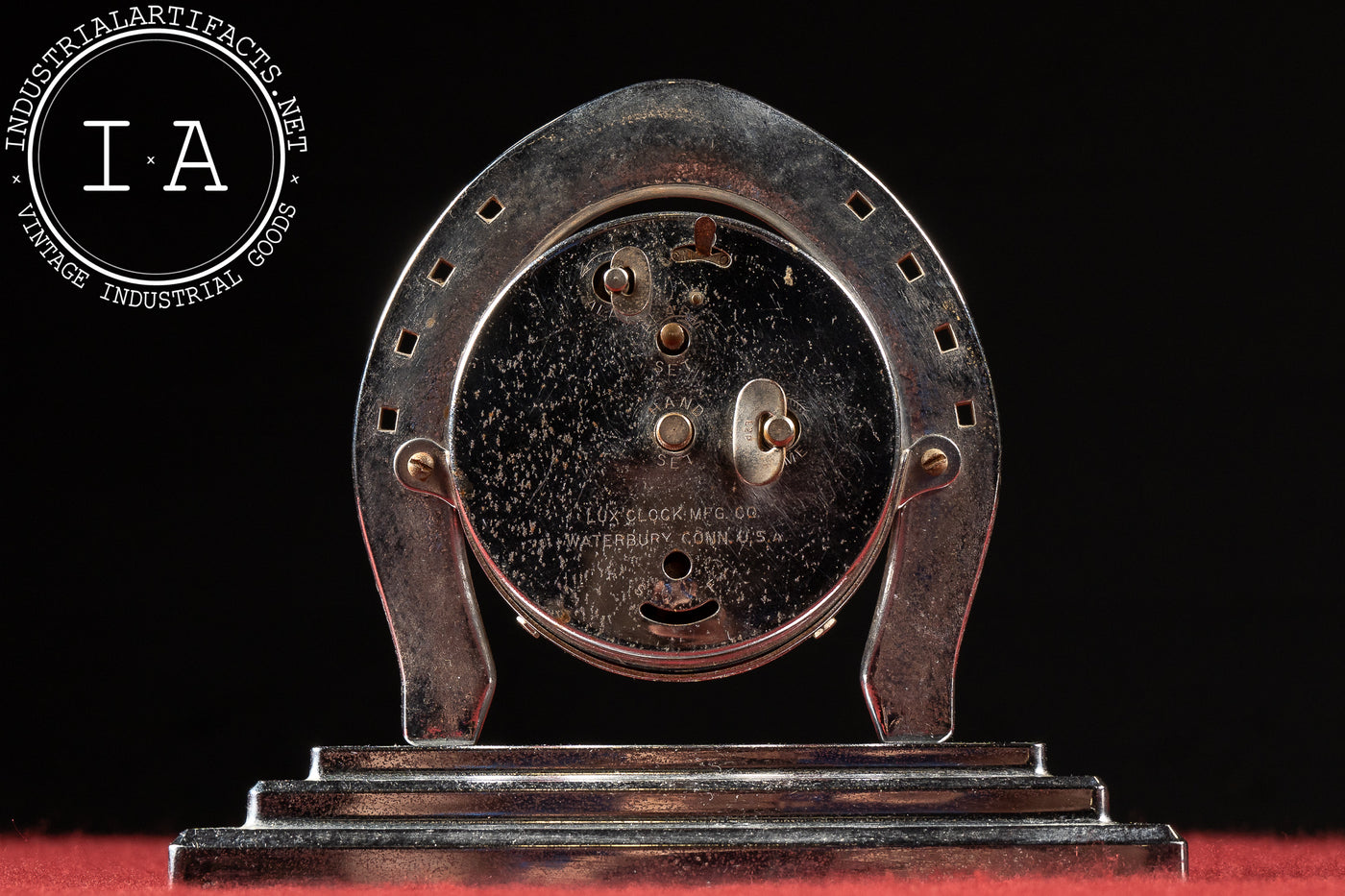 Vintage Chrome-Plated Horseshoe Clock by Lux