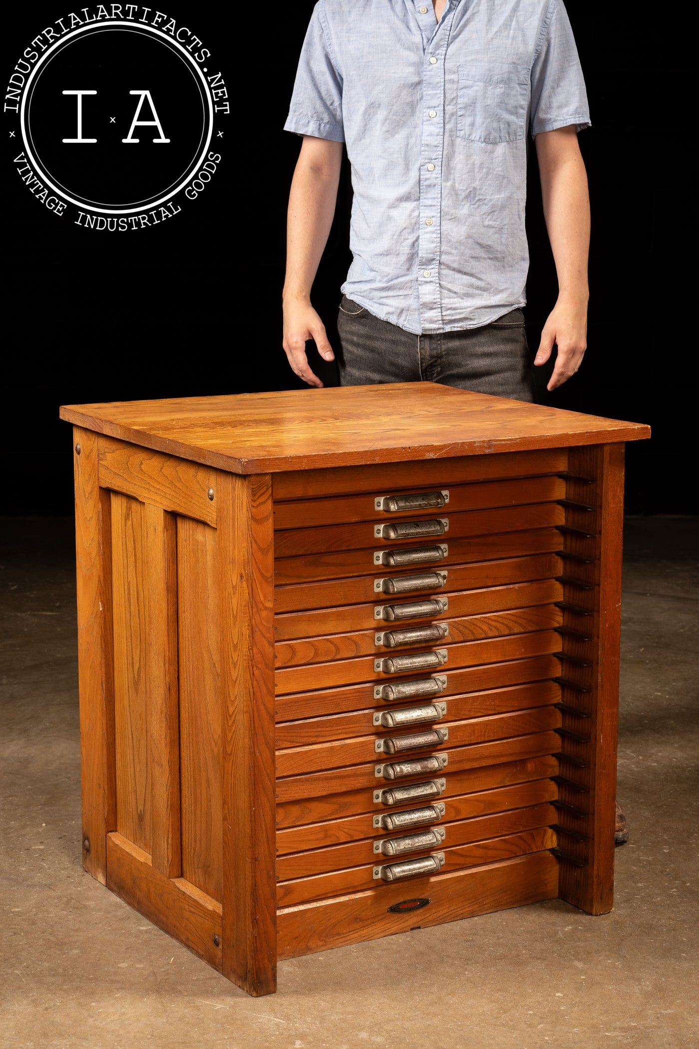 Antique Oak Printer's Cabinet with Presses