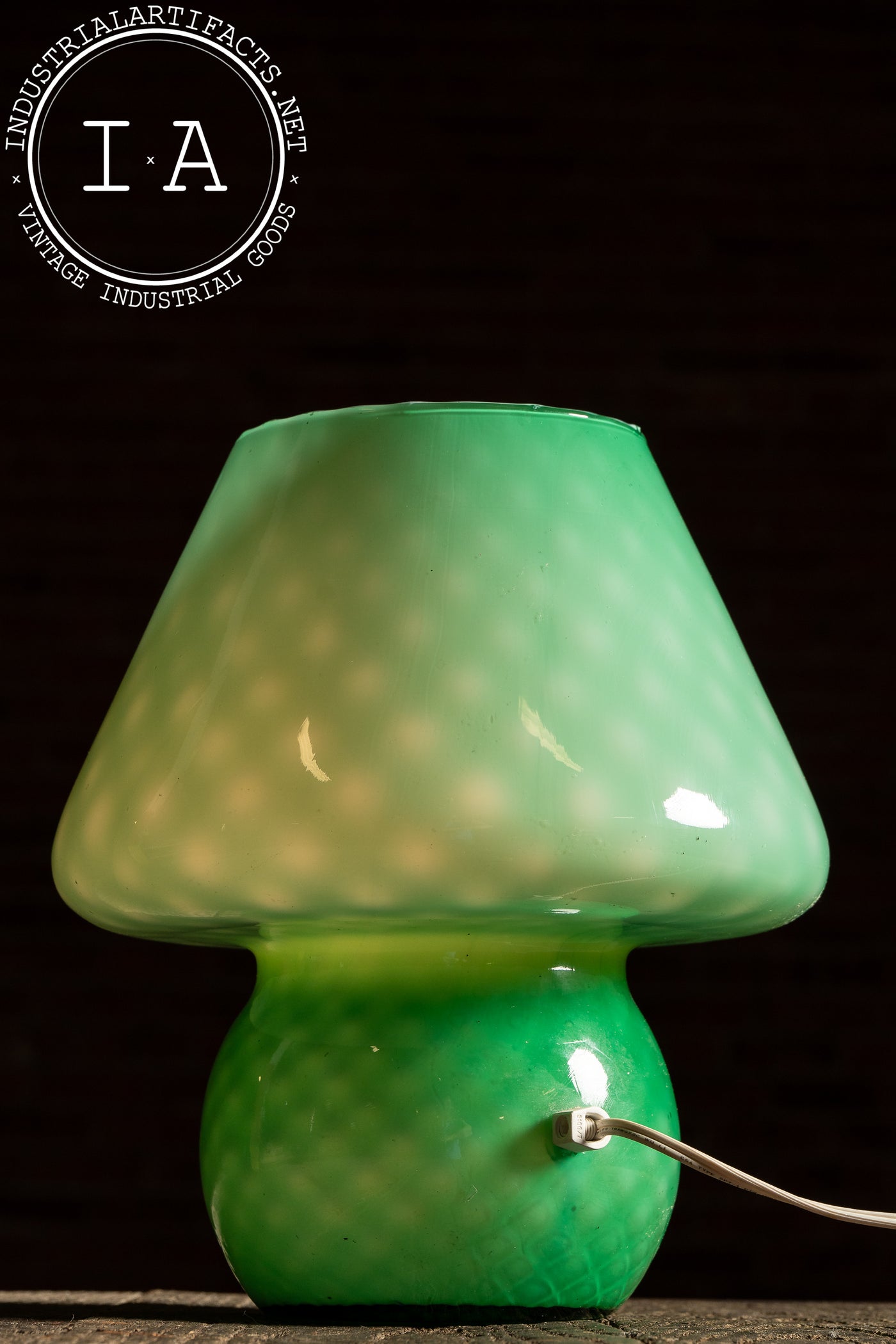Mid-Century Modern Murano Cased Glass Mushroom Lamp in Green