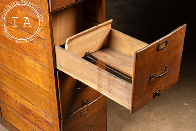 Antique Oak Filing Cabinet with Brass Hardware