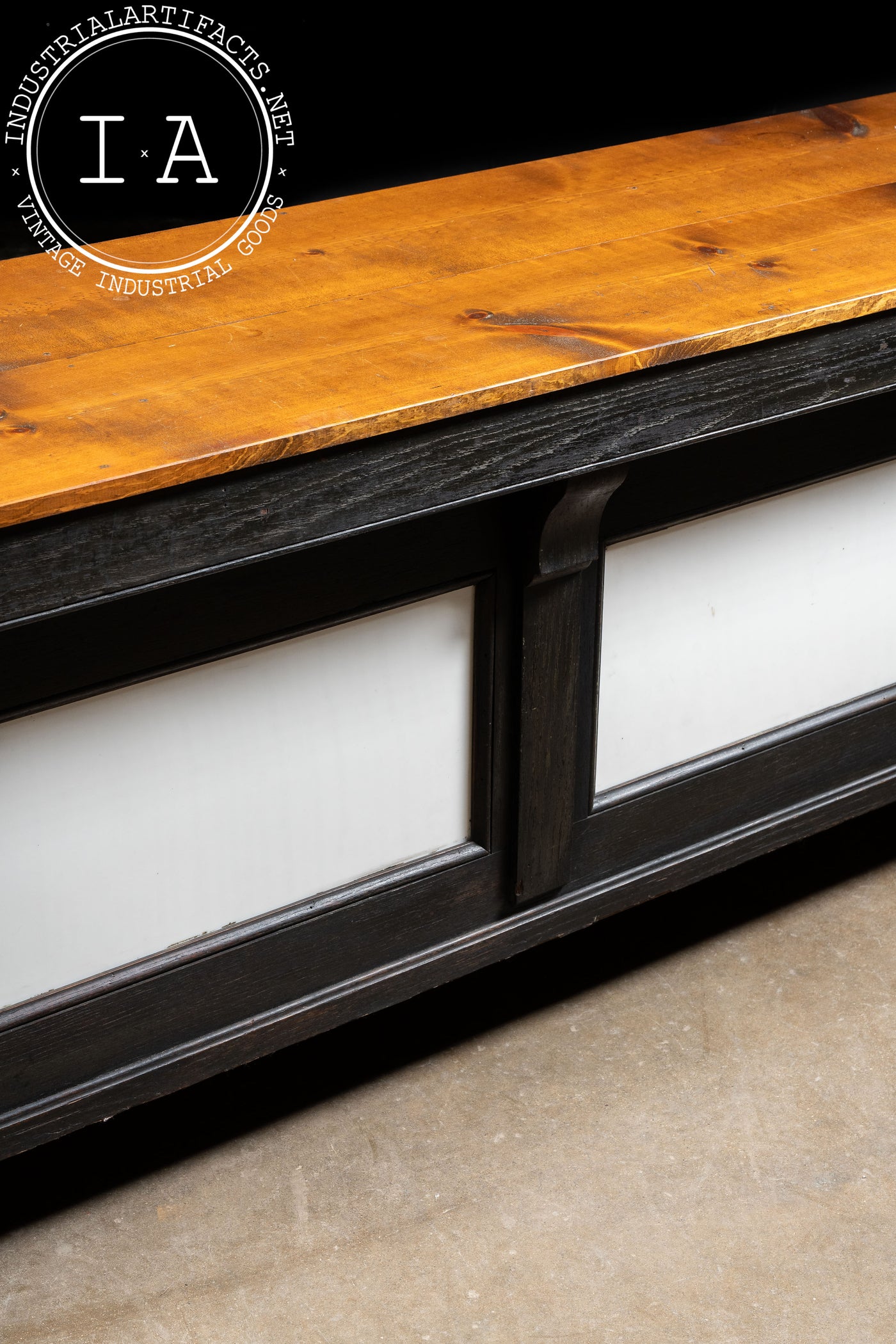 Early 20th Century Butcher's Counter With Milk Glass Panels