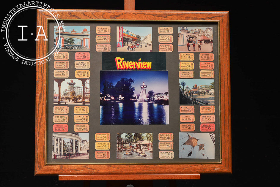 Vintage Riverview Park (Chicago) Amusement Park Collage with Tickets