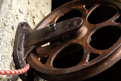 Antique Task Lamp on Cast Iron Pulley