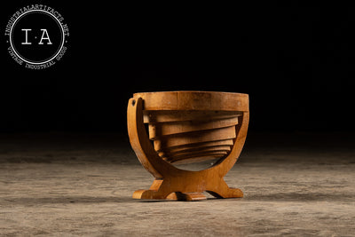 Hand Carved Collapsible Wooden Bowl Folk Art