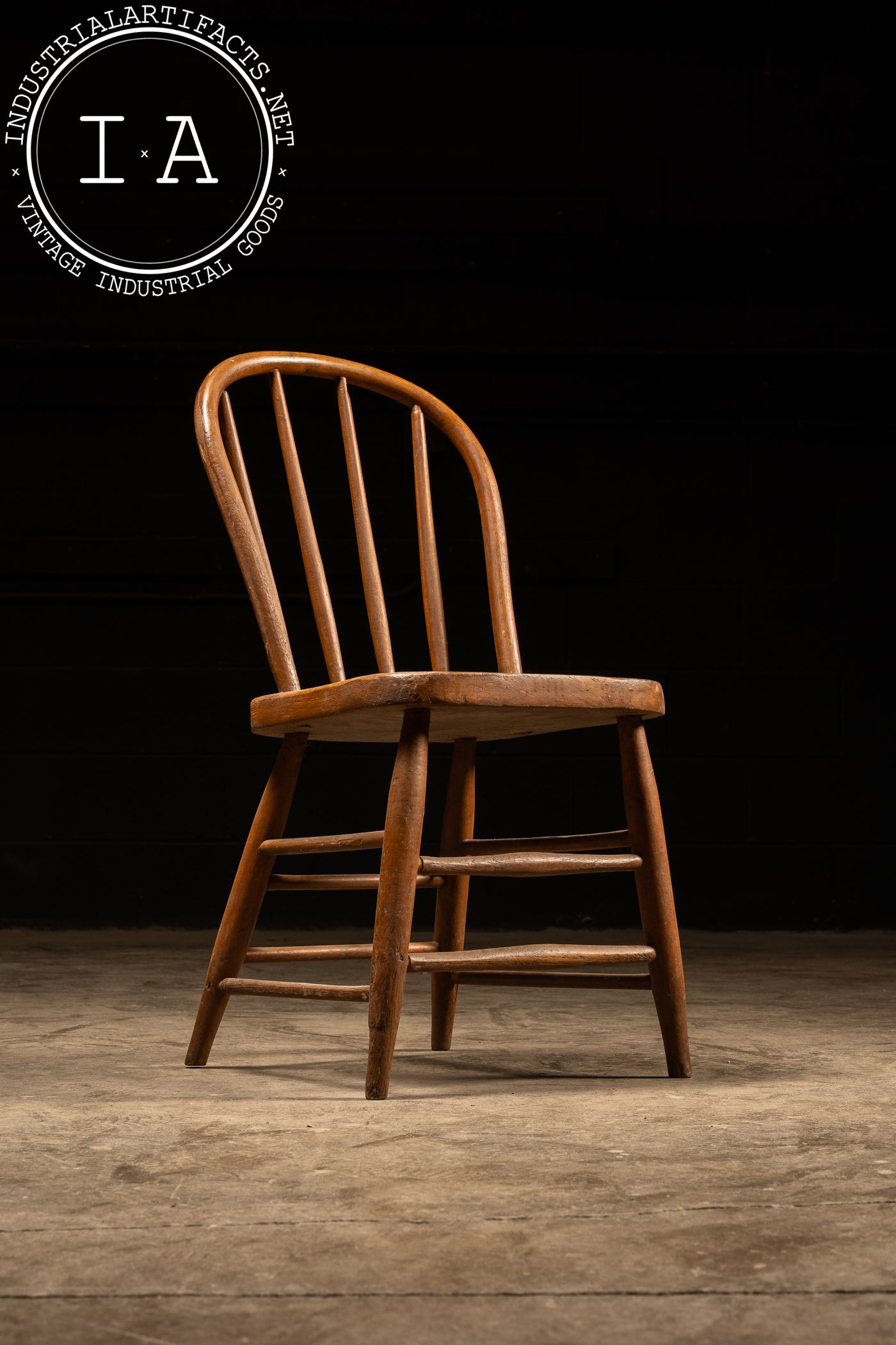 Antique Farmhouse Rail Back Oak Dining Chair