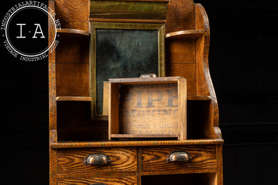 19th Century Oak Desktop Bureau with Japanned Hardware