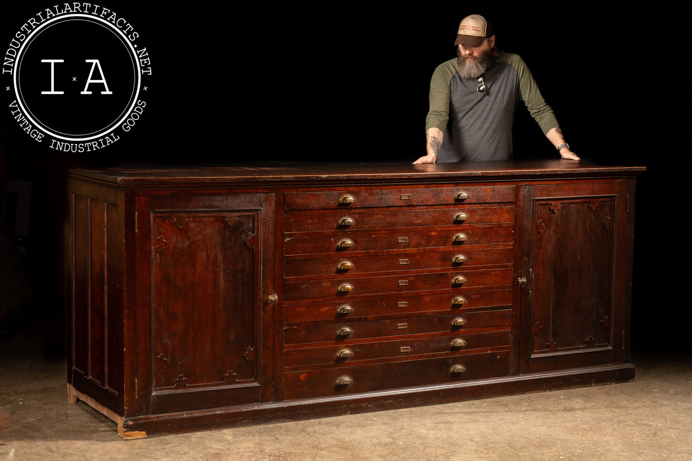 Vintage Mahogany Flat File Cabinet