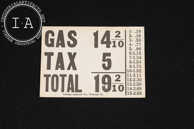 Vintage Cardstock Double-Sided Gas Price Tax Sign