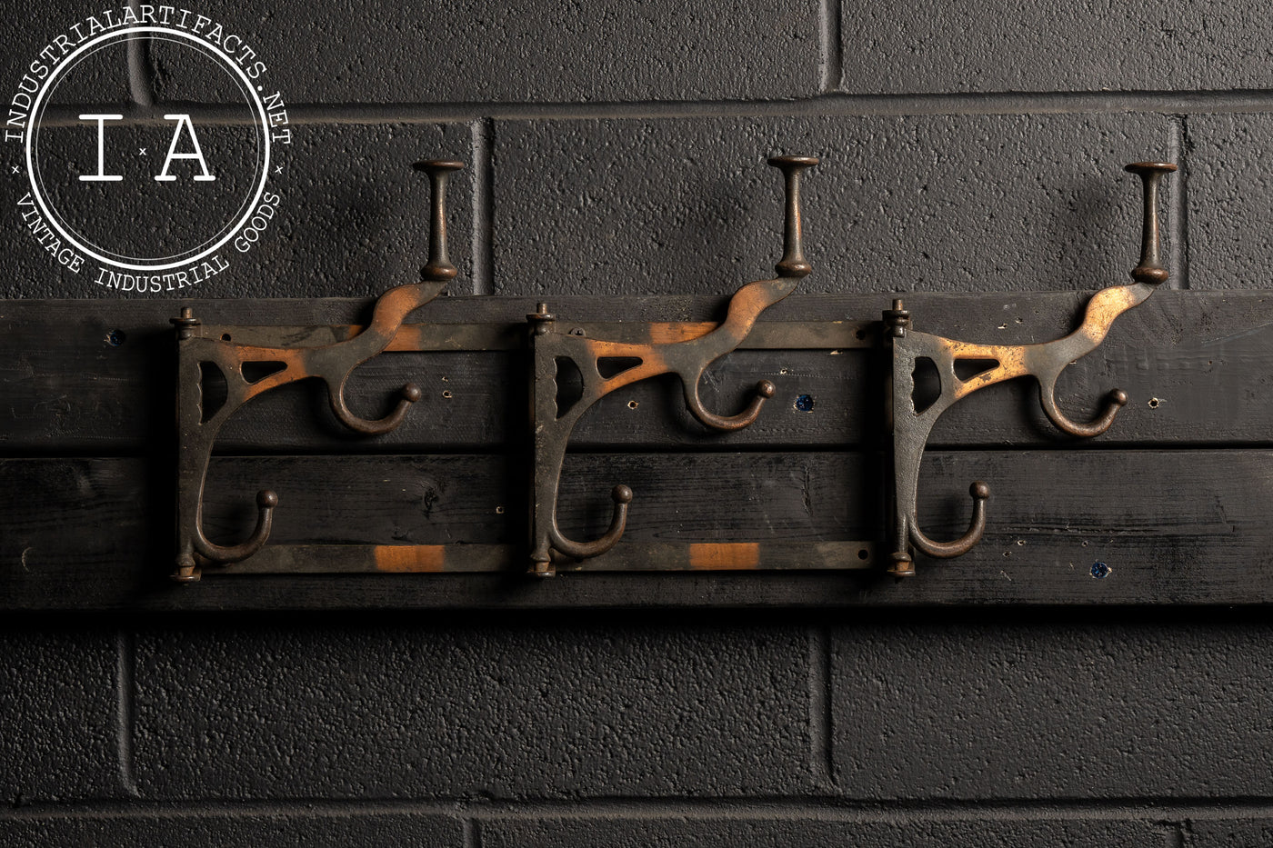 Antique Japanese Copper Wall Mounted Coat Rack