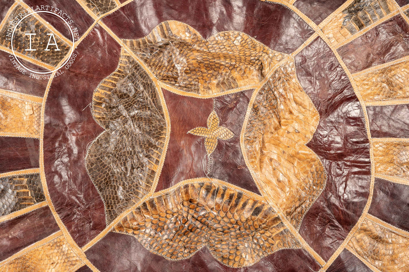 1940s Leather and Snakeskin Table Covering