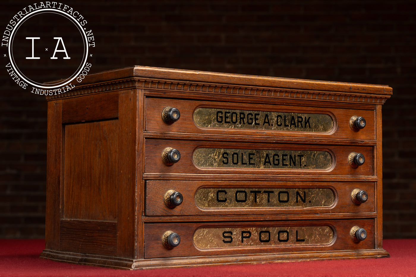 Late 19th Century Mercantile Countertop Wooden Spool Cabinet