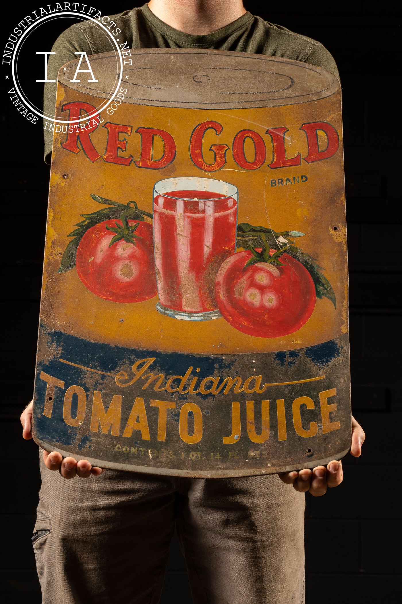 Heavy Painted Steel Red Gold Advertising Sign - Tomato Juice