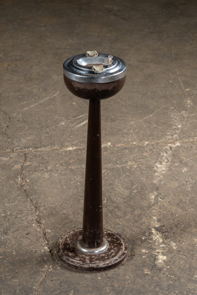 Mid-Century Industrial Chrome & Enamel Standing Ashtray
