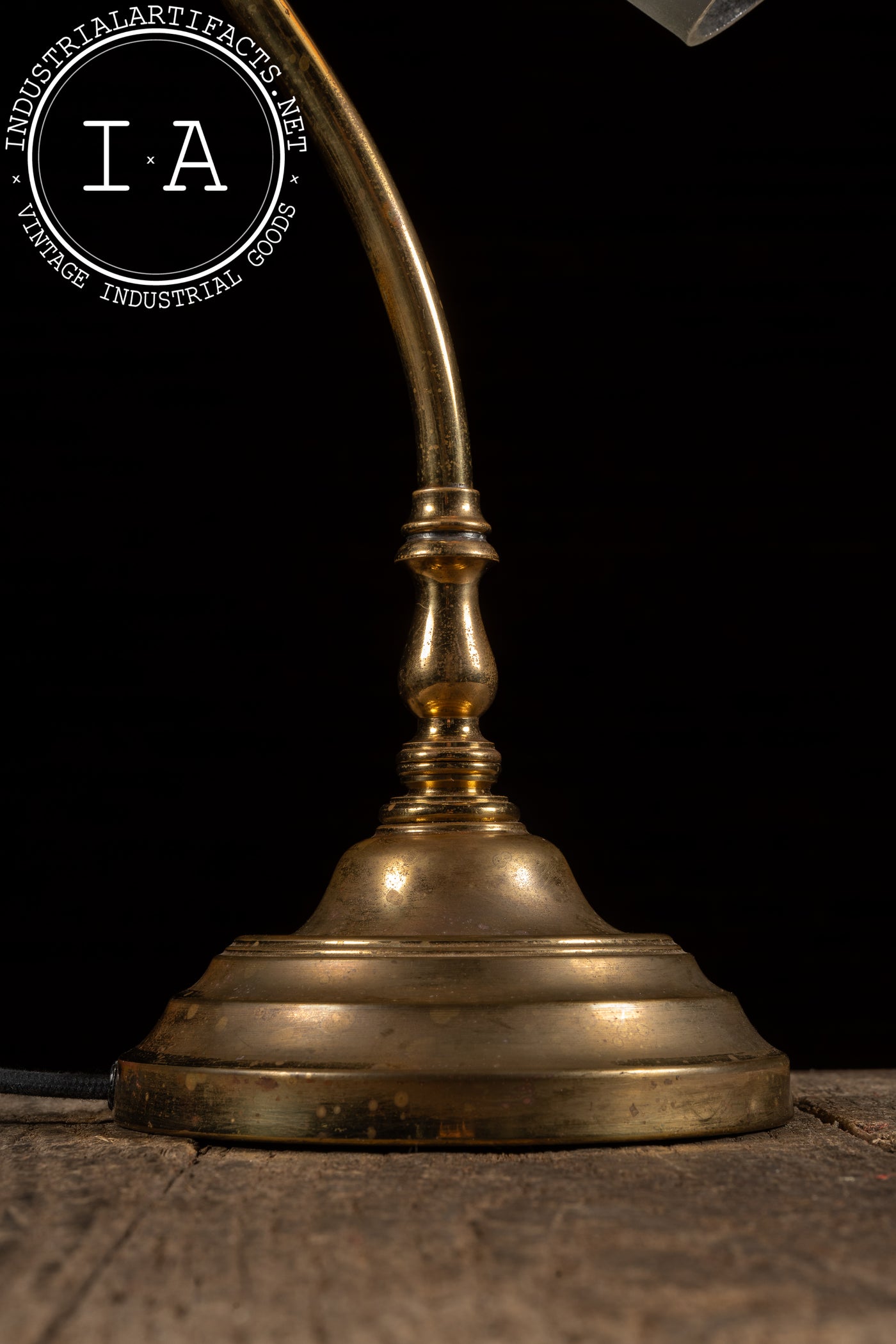 Early 20th Century Brass Table Lamp w. Frosted Shade