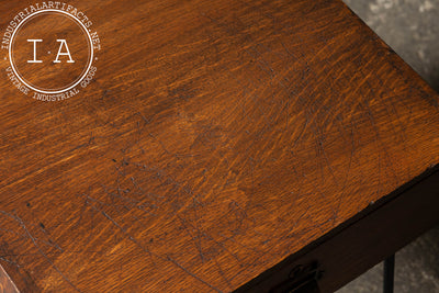 Antique Quartersawn Oak Side Table with Drawer by Y & E