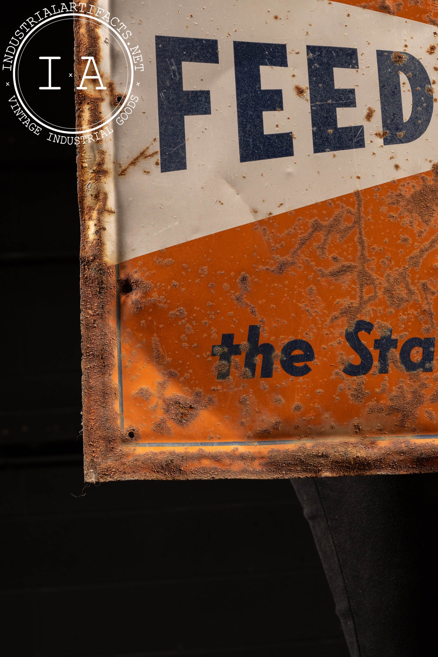 Antique Beacon Feeds Self-Framed Tin Litho Advertising Sign