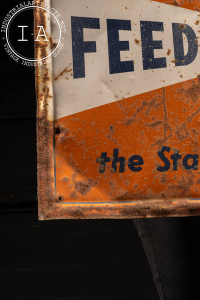 Antique Beacon Feeds Self-Framed Tin Litho Advertising Sign