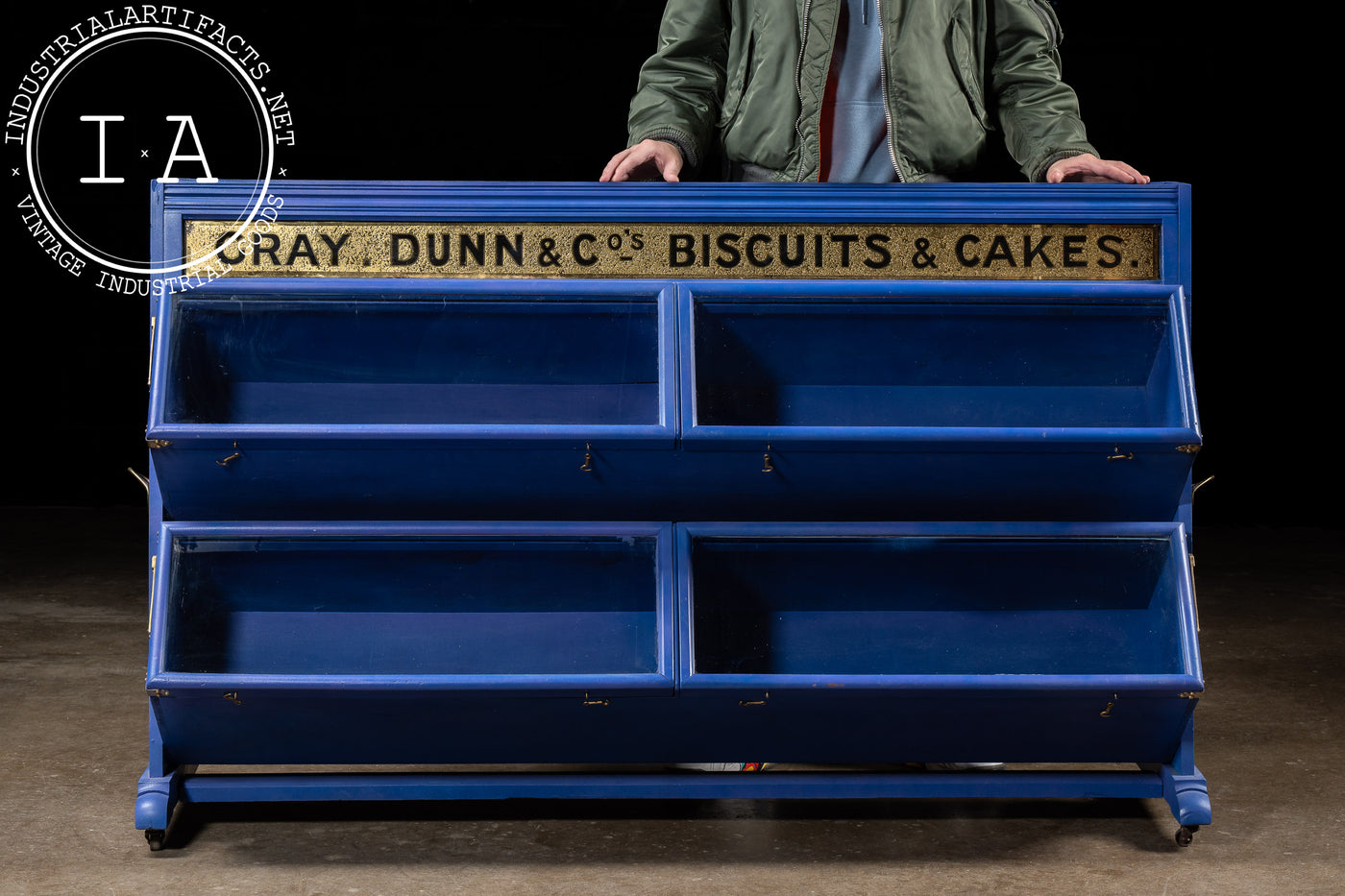 Antique Gray, Dunn & Co. Bakery Display Case in Blue